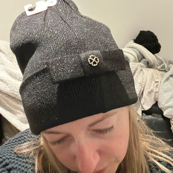NWT Kate Spade metallic beanie black - Picture 6 of 6